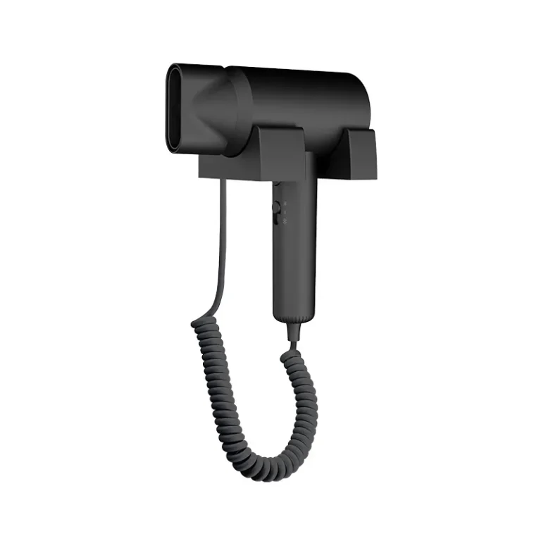 Black wall mount hairdryer from Hoteltek
